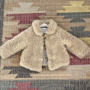 Zara Kids Beige Teddy Coat, Size 18-24 Month. Runs Large